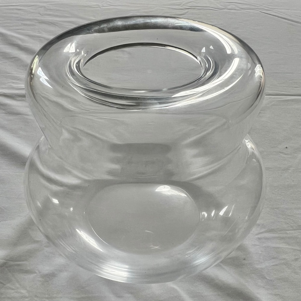 Crate & Barrel Clear Glass Hurricane Candle Holder Vase Modern Double Bulb 7in